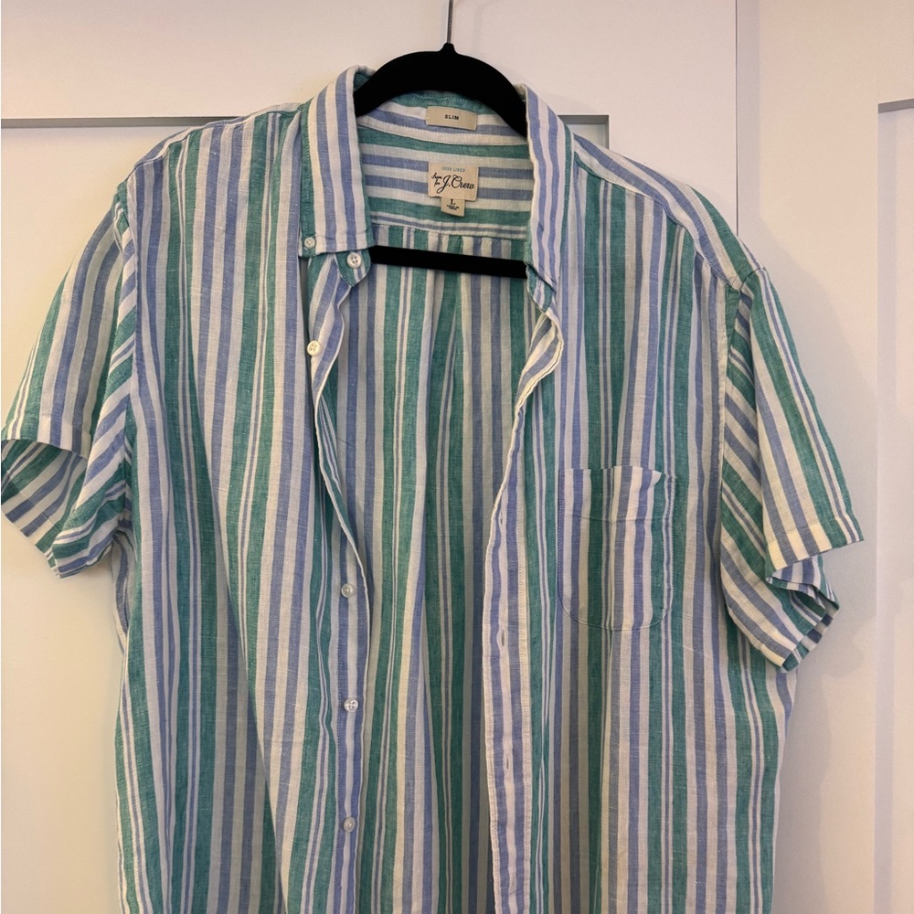J Crew Linen Striped Men's Shirt